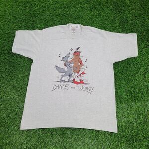 Vintage 1993 Dances-With-Wolves Shirt Large 21x26 Crop USA